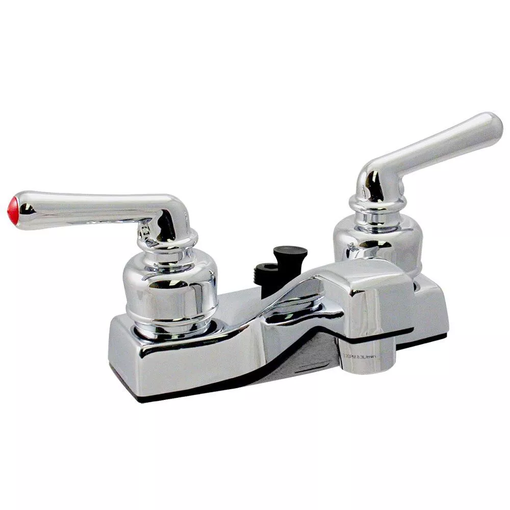Chrome Finish Lavatory Faucet with Teacup Handles