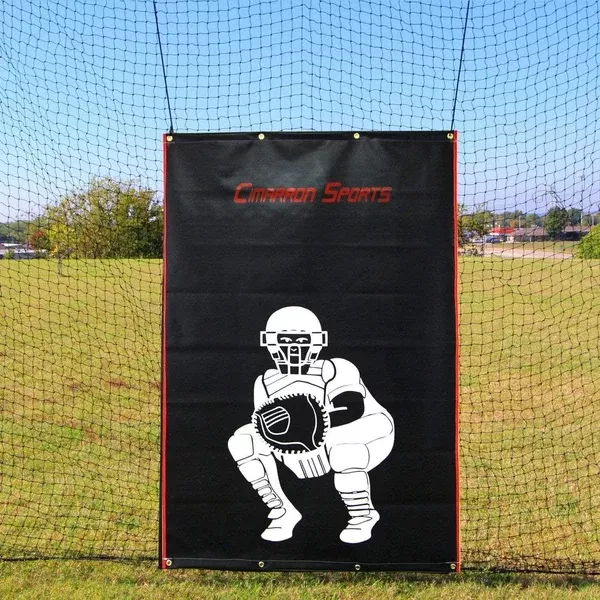 Cimarron Sports 4×6 Vinyl Backstop with Catcher Image CM-4x6CVBS