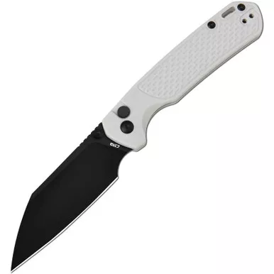 CJRB Pyrite Gray FRN Wharncliffe Button Lock Knife