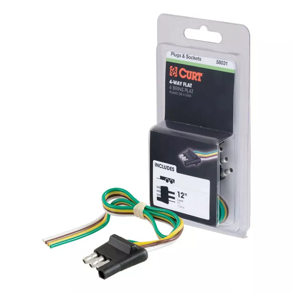 CURT #58031 4-Way Flat Connector Plug with 12" Wires