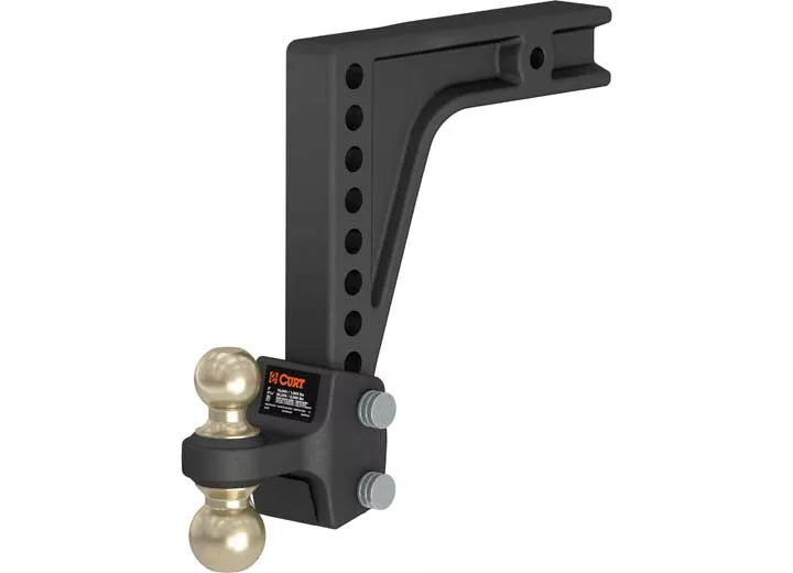 Curt Hd Deep-drop Adjustable Hitch Ball Mount With Dual Ball, 2 1/2in Shank, 20k• 45939