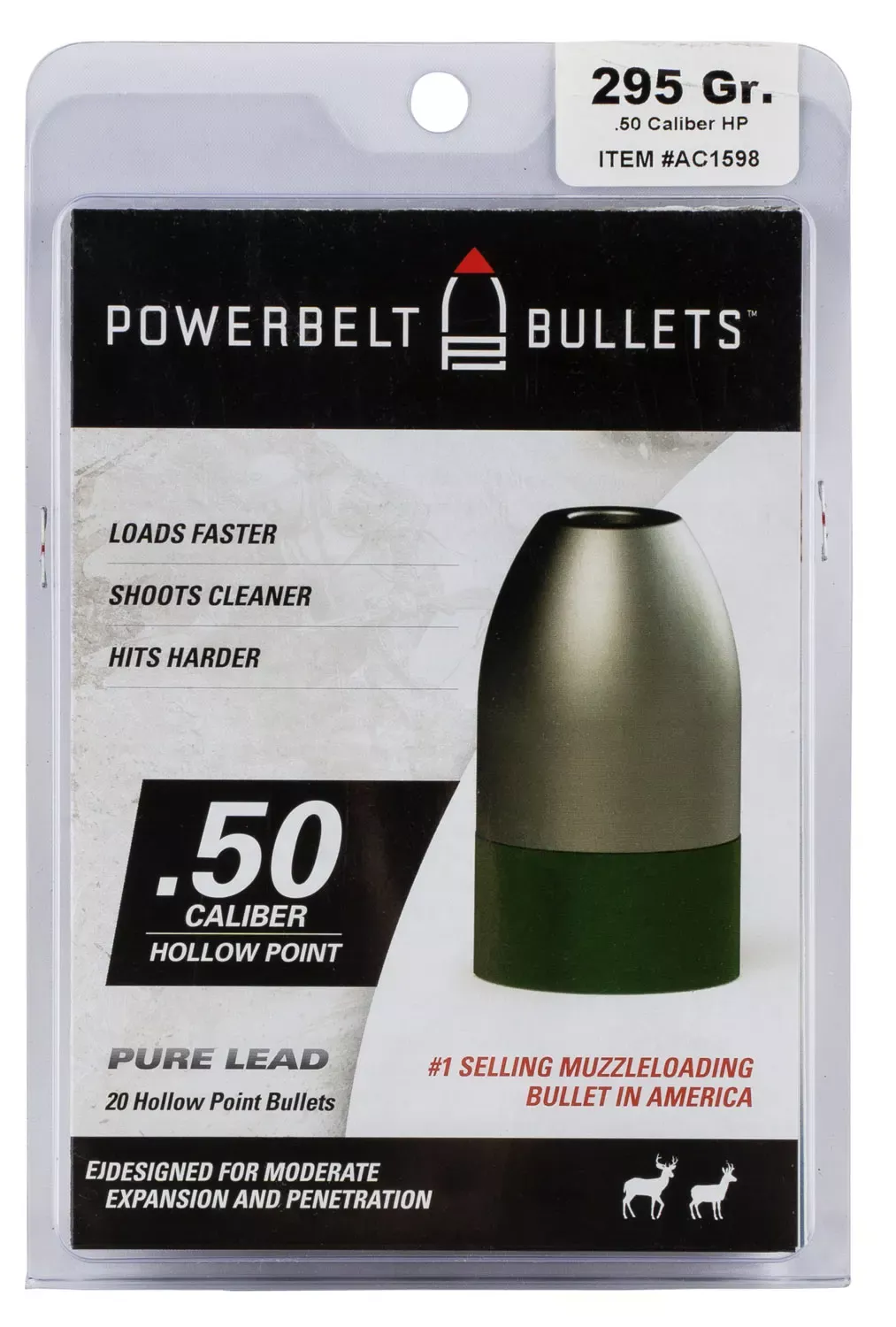 CVA Powerbelt Lead Bullets .50 Cal. 295 Gr. Hollow Point
