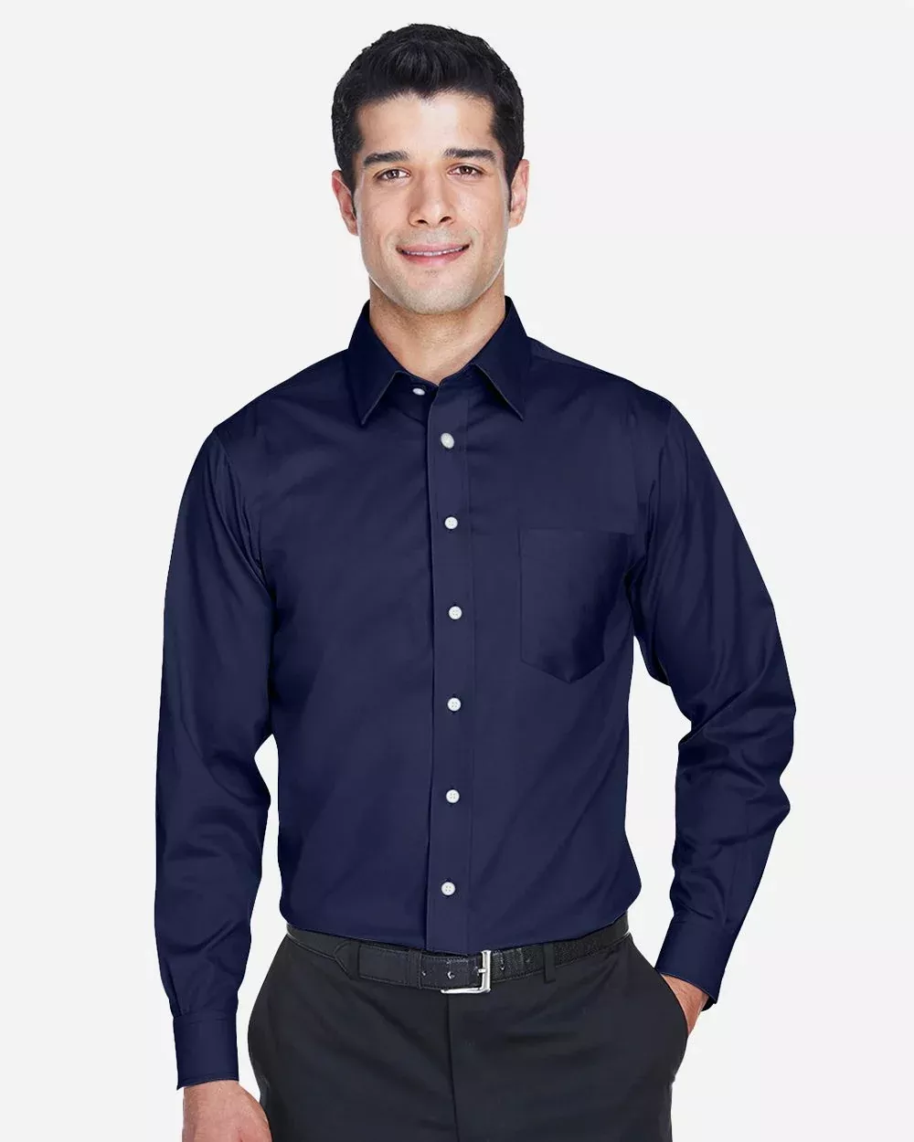 Devon & Jones Men's Crown Collection Solid Stretch Twill Woven Dress Shirt