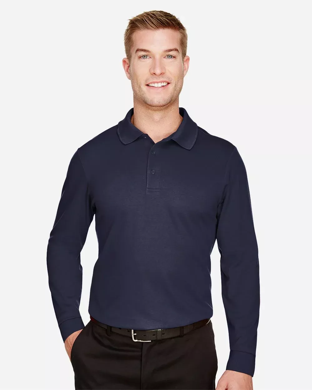 Devon & Jones Men's CrownLux Performance Plaited Long Sleeve Polo
