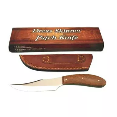 Dress Skinner Full Tang Fixed Blade Burl Wood Knife