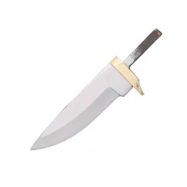 Drop Point Knife Blade Blank 3.75 inch Stainless with Brass Guard