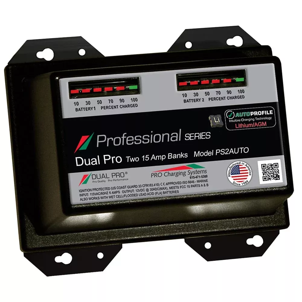 Dual Pro PS2 Auto 15A – 2-Bank Lithium/AGM Battery Charger