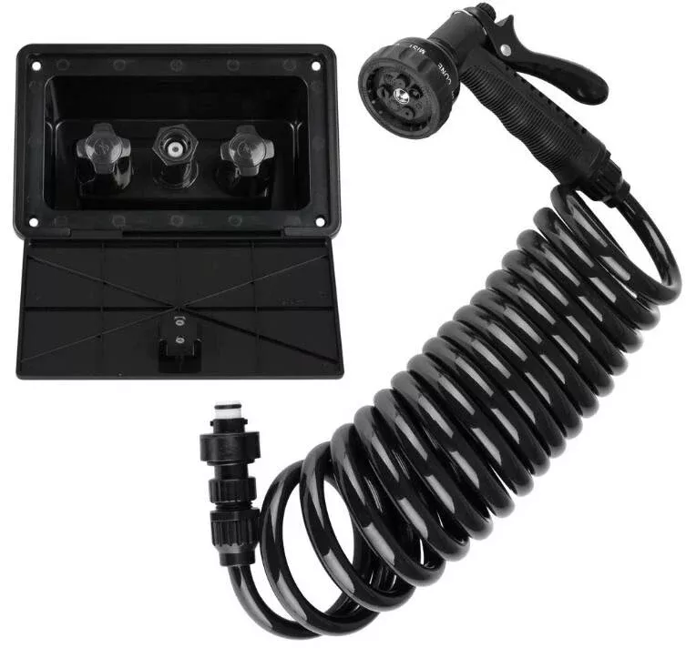 Dura Faucet Exterior Spray Port Kit With Multi-Spray Hose• DF-SA189-BK