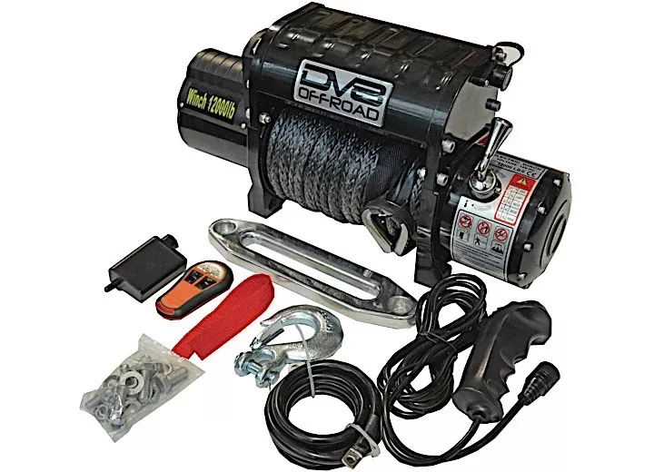 DV8 Offroad 12000 Lb Winch with Synthetic Rope Wireless Remote• WB12SR