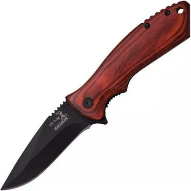 Elk Ridge Linerlock Brown Pakkawood Handle Folding Knife