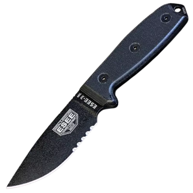 ESEE KNIVES Esee-3 Mil — Black G10 Handles