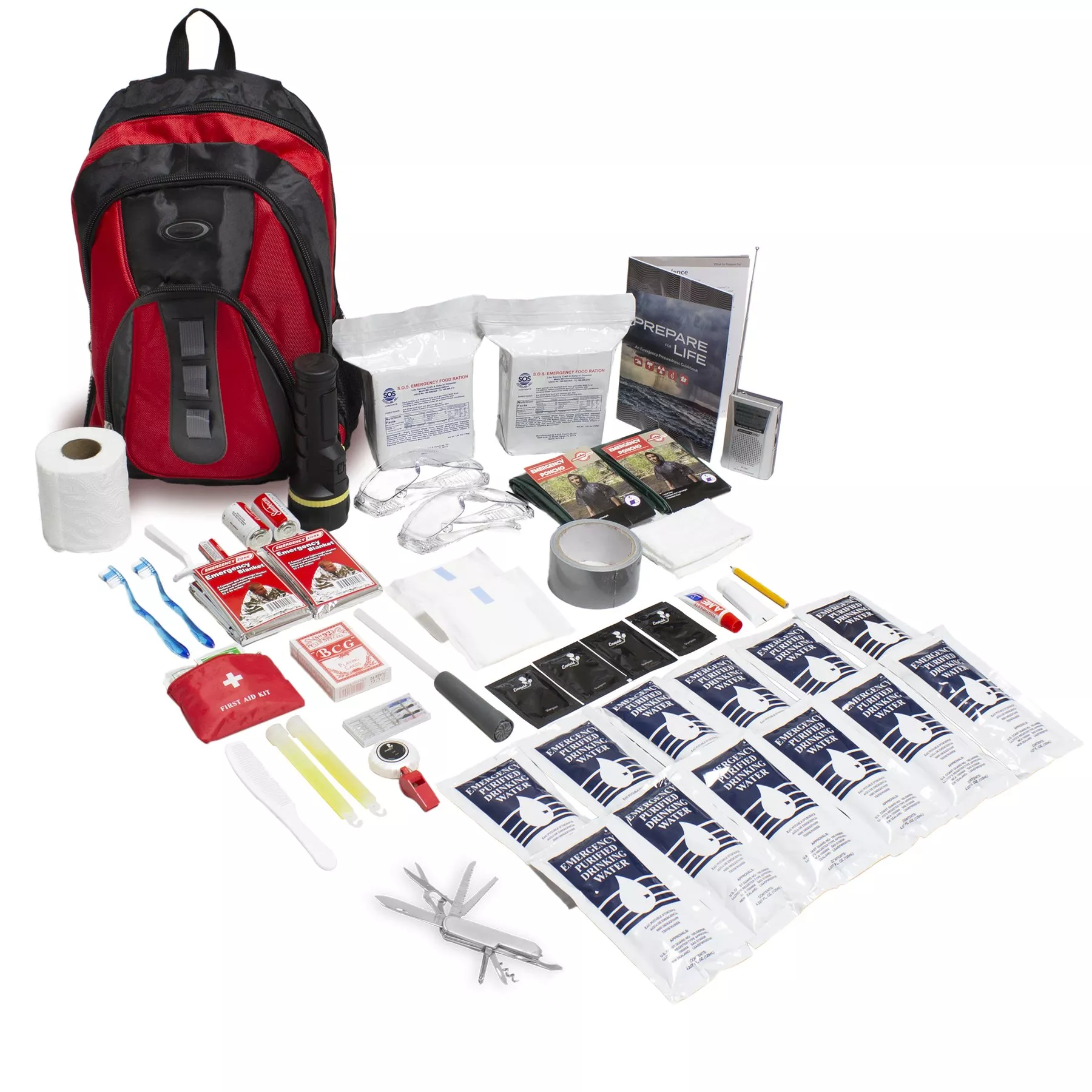 The Essentials Complete 72-Hour Kit – 2 Person: Black or Red Backpack | No Masks