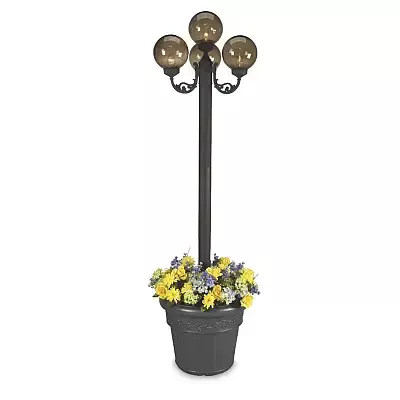 European Bronze Globe Park Lantern w/Planter