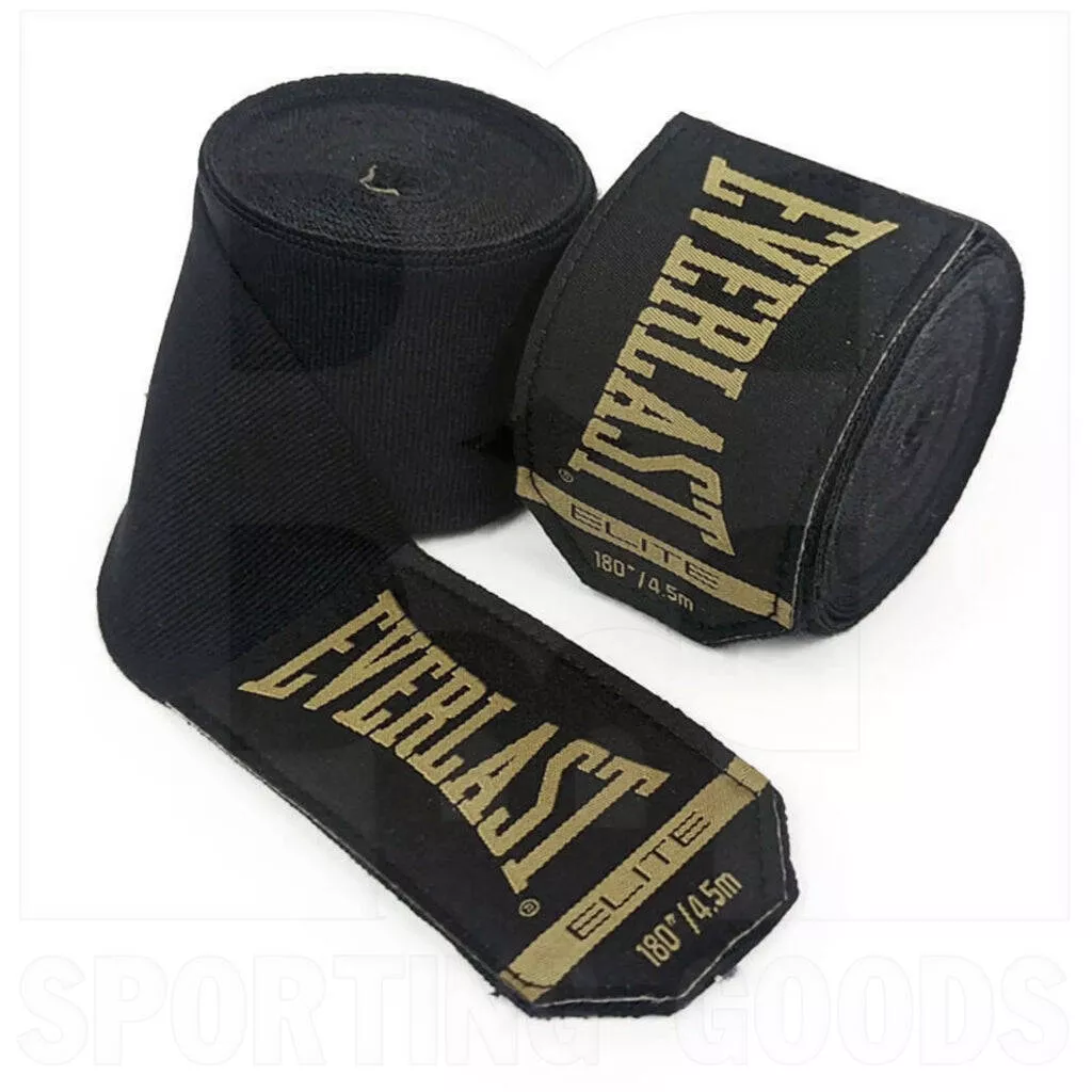 Everlast Elite Boxing Hand Wraps 180" Black/Gold