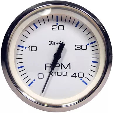 Faria Beede Chesapeake White 4000 RPM Tachometer
