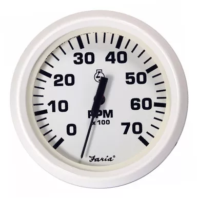 Faria Beede Dress White 7000 RPM Outboard Tachometer