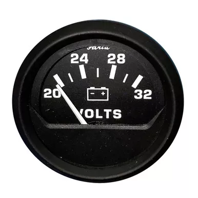 Faria Beede Euro Black 2" 20-32 V Voltmeter Gauge