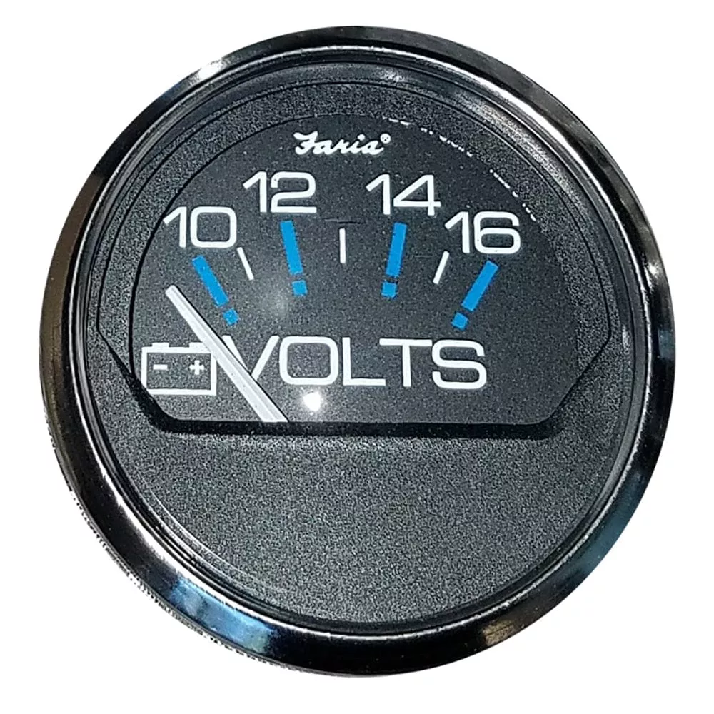 Faria Chesapeake Black 2″ Voltmeter (10-16 VDC)