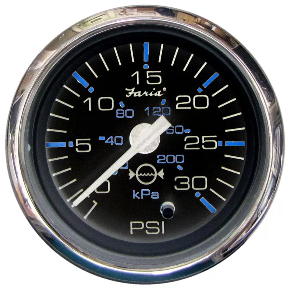 Faria Chesapeake Black 2″ Water Pressure Gauge (30 PSI)