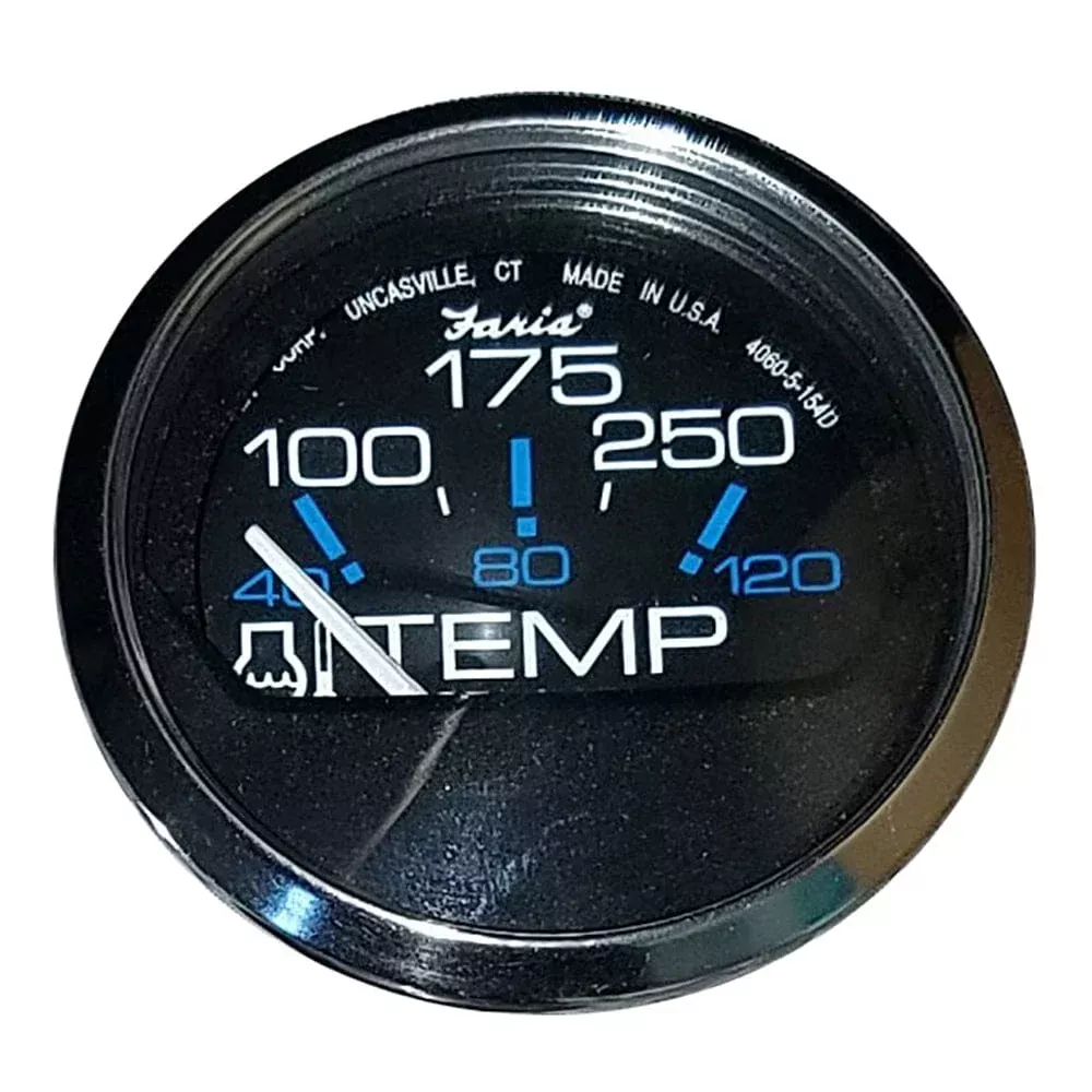 Faria Chesapeake Black 2″ Water Temperature Gauge (100-250°F)