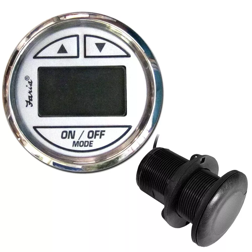Faria Chesapeake White SS 2 Depth Sounder w/Thru-Hull Transducer