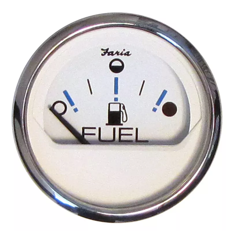 Faria Chesapeake White SS 2 Fuel Level Gauge – Metric (E-1/2-F)