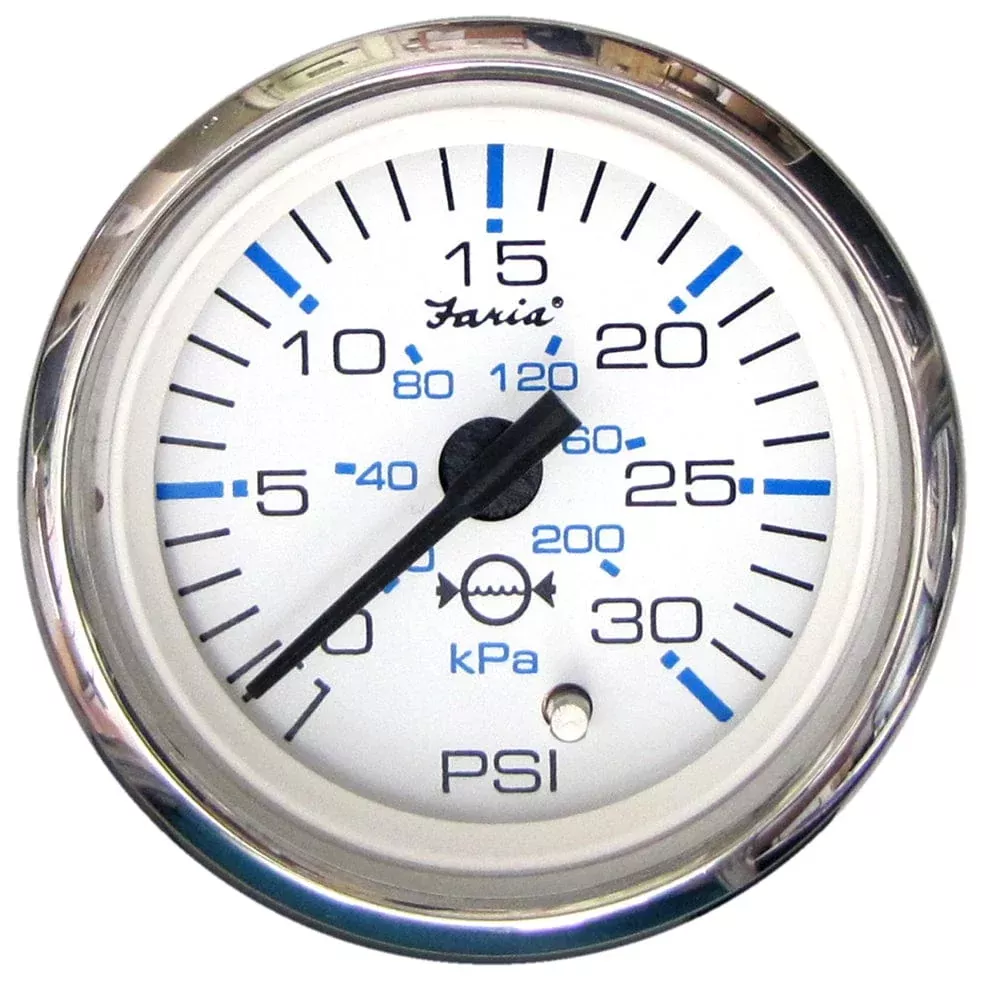 Faria Chesapeake White SS 2″ Water Pressure Gauge (30 PSI)