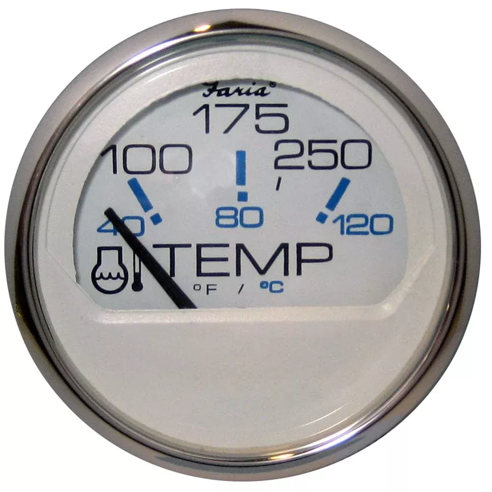 Faria Chesapeake White SS 2″ Water Temperature Gauge (100-250°F)