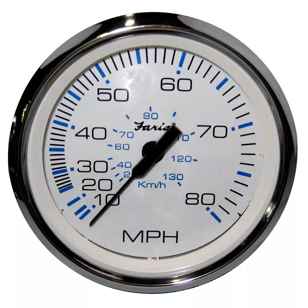 Faria Chesapeake White SS 4″ Speedometer – 80MPH (Pitot)