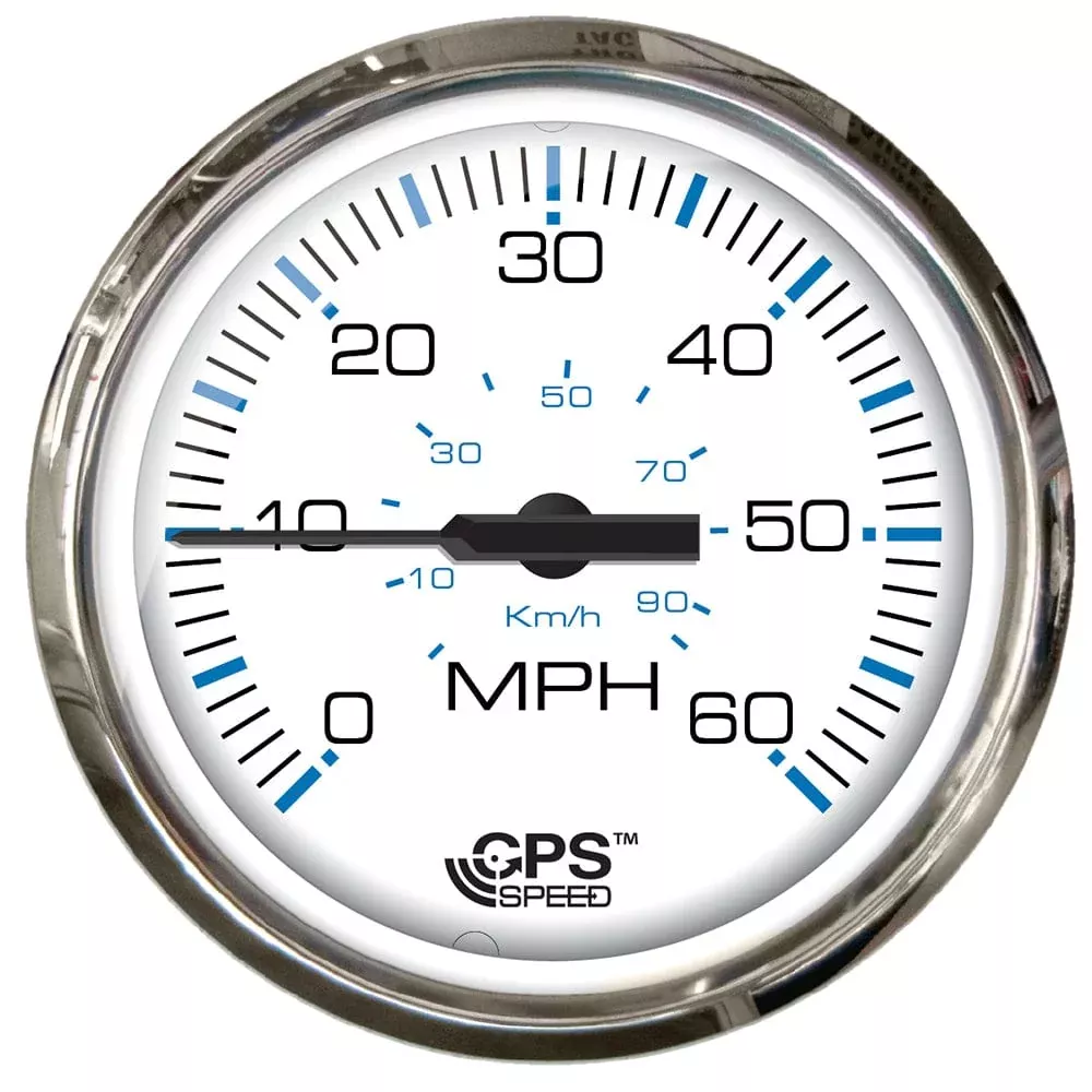 Faria Chesapeake White SS 4″ Studded Speedometer – 60MPH (GPS)