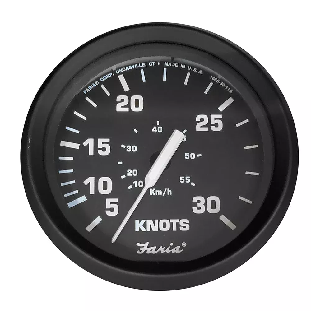 Faria Euro Black 4 Speedometer – 30 Knot (Pitot)