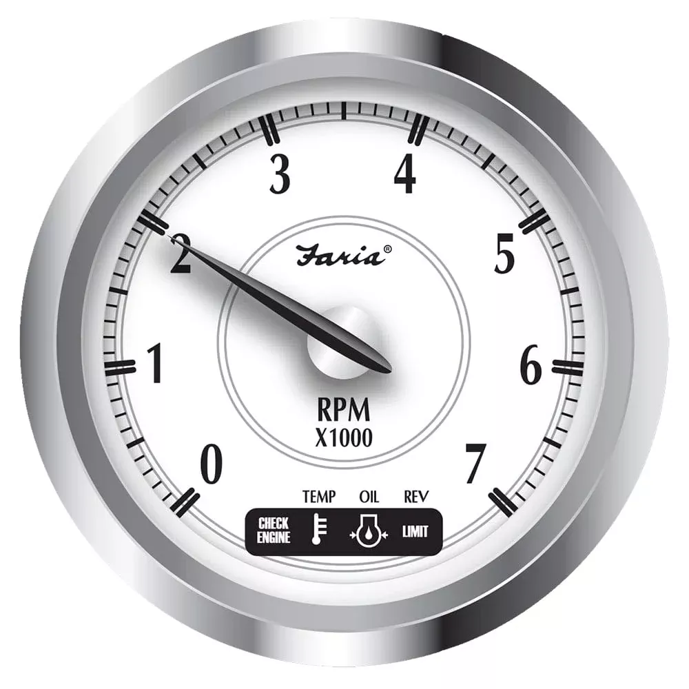 Faria Newport SS 4 Tachometer w/System Check Indicator f/Suzuki Gas Outboard – 0 to 7000 RPM