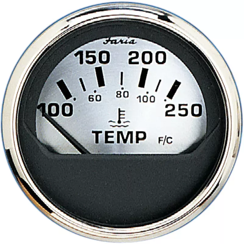 Faria Spun Silver 2 Water Temp Gauge