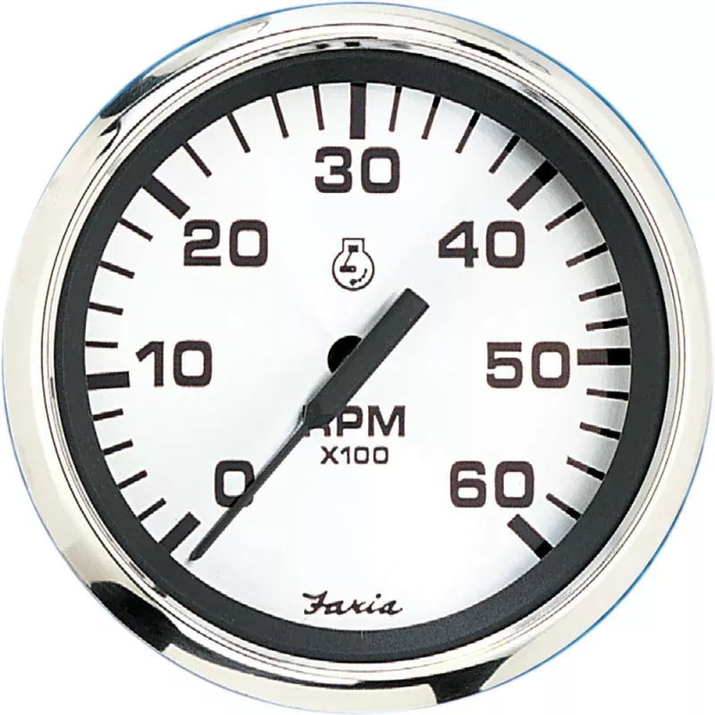 Faria Spun Silver 4 Tachometer (6000 RPM) (Gas InboardI/O)