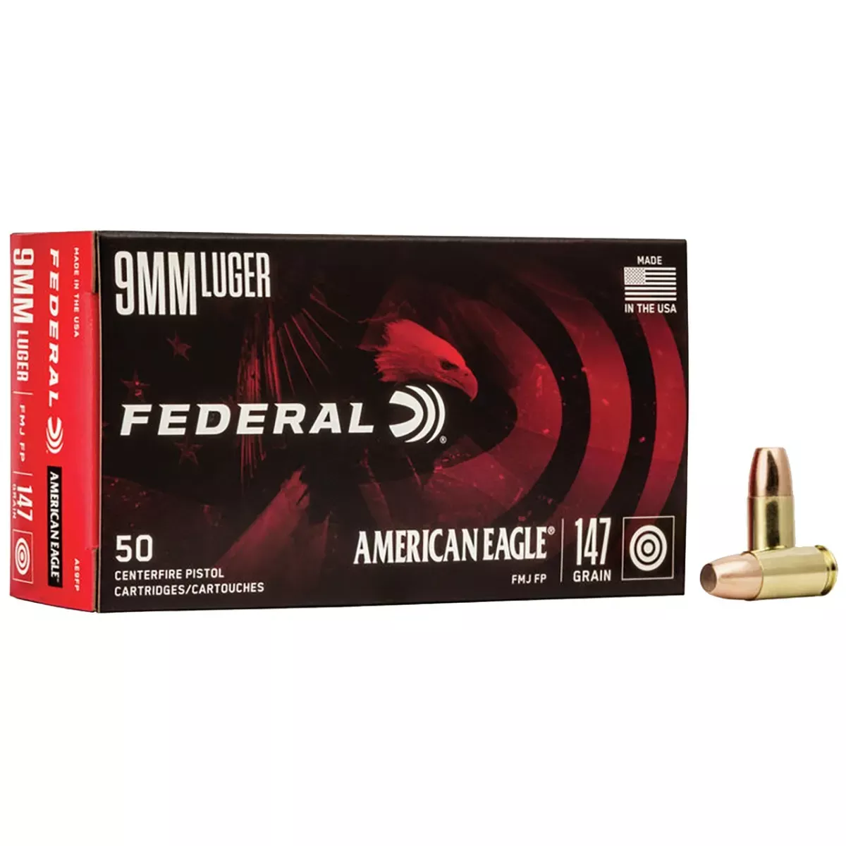 Federal American Eagle 9mm Luger 147 Gr FMJ 50 Rounds