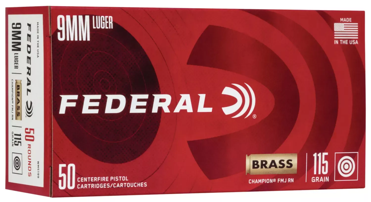 Federal Champion 9mm Luger 115 Gr. FMJ 50/Box