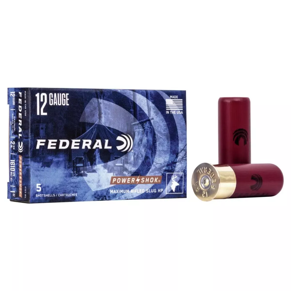 Federal Power Shok 12 Ga. 2 3/4″ 1 Oz. Rifled Slug 5/Box