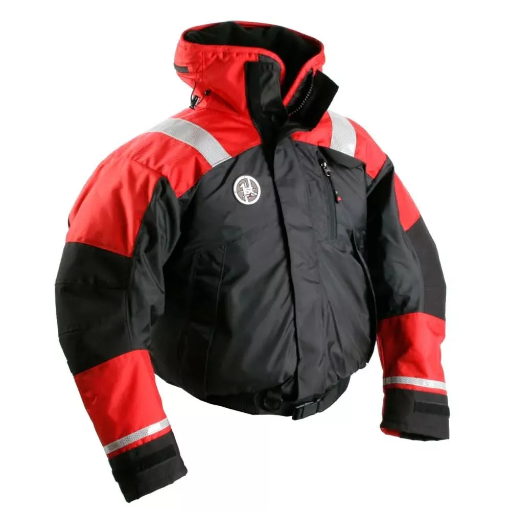 First Watch AB-1100 Flotation Bomber Jacket – Red/Black – X-Large – AB-1100-RB-XL