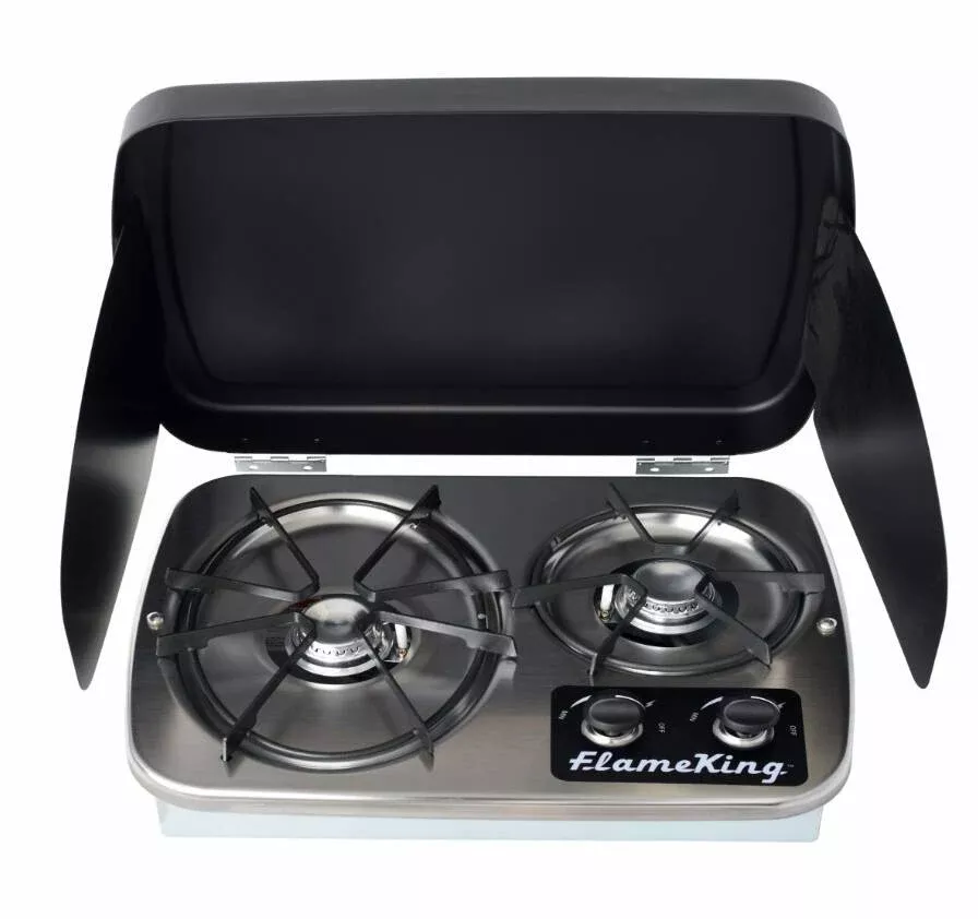 Flame King 2 Burner Built-In RV Stove with Wind Shield, CSA Approved• YSNHT600