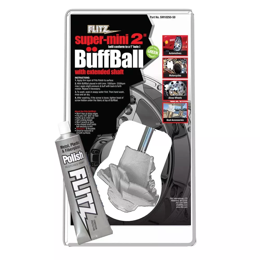 Flitz Buff Ball – Super Mini 2″ – White w/1.76oz Tube Flitz Polish