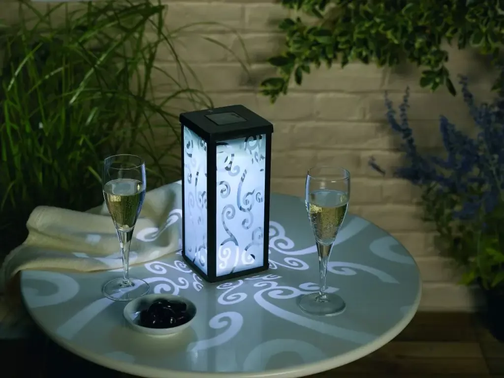 Frosted Scroll Solar Lantern - 3011WRM1