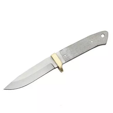 Full Tang Drop Point Knife Blank with Brass Guard