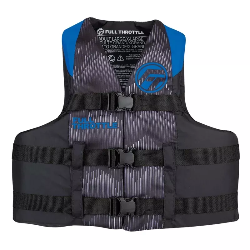 Full Throttle Adult Nylon Life Jacket – S/M – Blue/Black