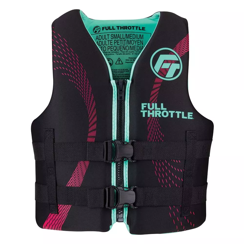 Full Throttle Adult Rapid-Dry Life Jacket – S/M – Aqua/Black