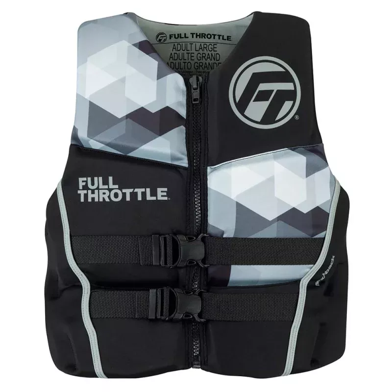 Full Throttle Mens Rapid-Dry Flex-Back Life Jacket – L – Black/Grey