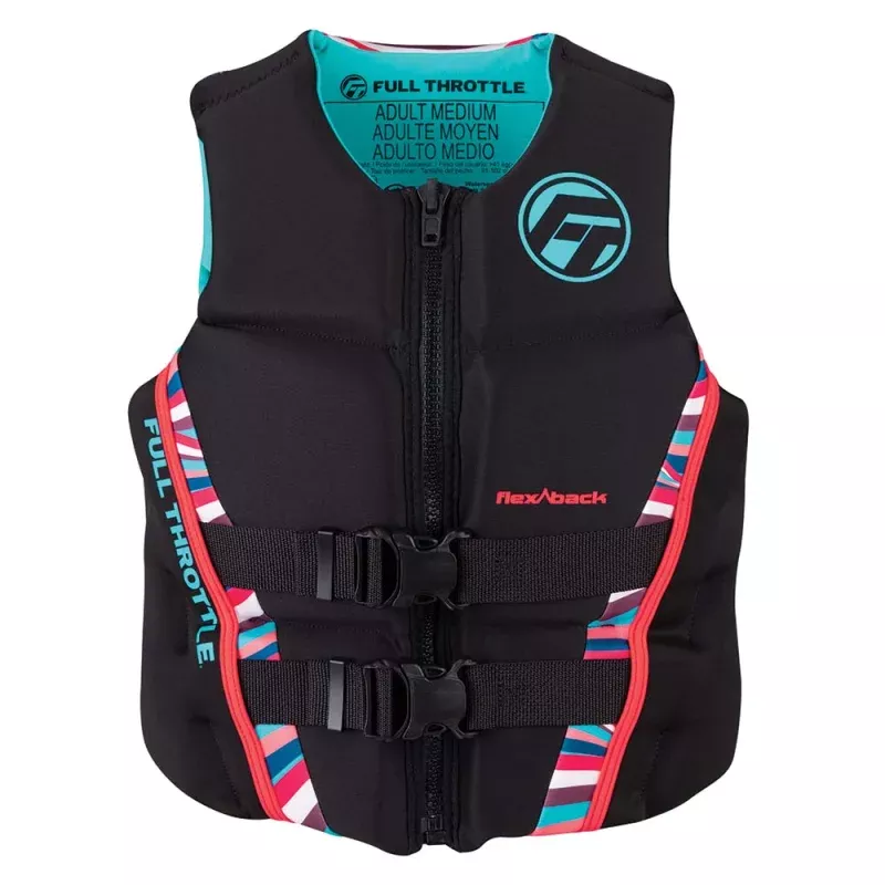 Full Throttle Womens Rapid-Dry Flex-Back Life Jacket – Womens L – Pink/Black
