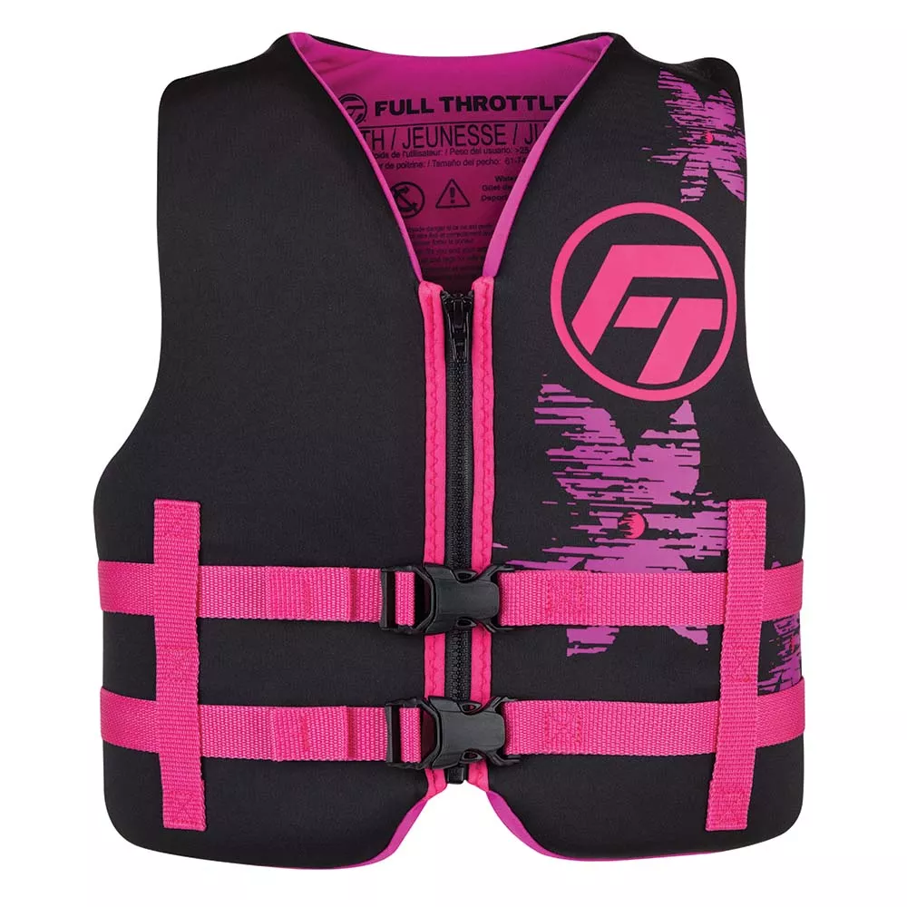 Full Throttle Youth Rapid-Dry Life Jacket – Pink/Black