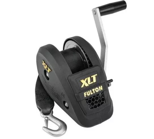 Fulton XLT Marine Trailer Winch, Single-Speed, 1,500 lbs. Capacity, 20 ft. Strap, 8 in. Handle• 142311