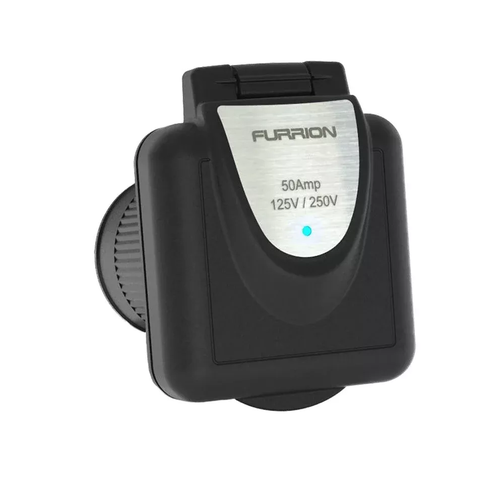 Furrion 50A 125/250V LED Square Inlet, Black