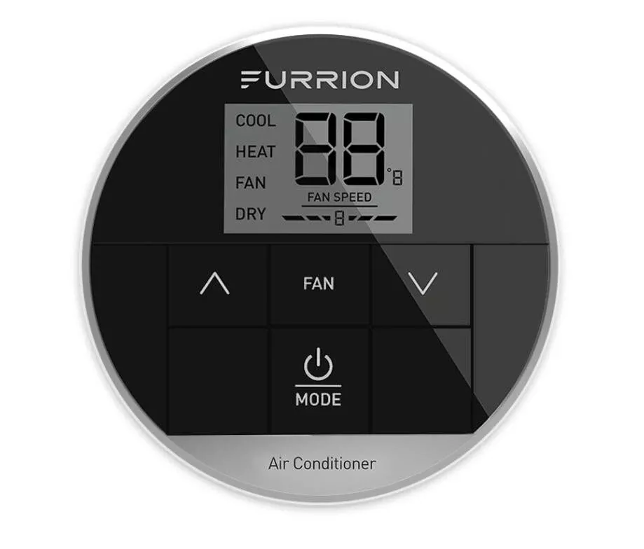 Furrion Single-Zone Basic Backlit LED Wall Thermostat – Black, 2 Fan Speeds• 2021130946